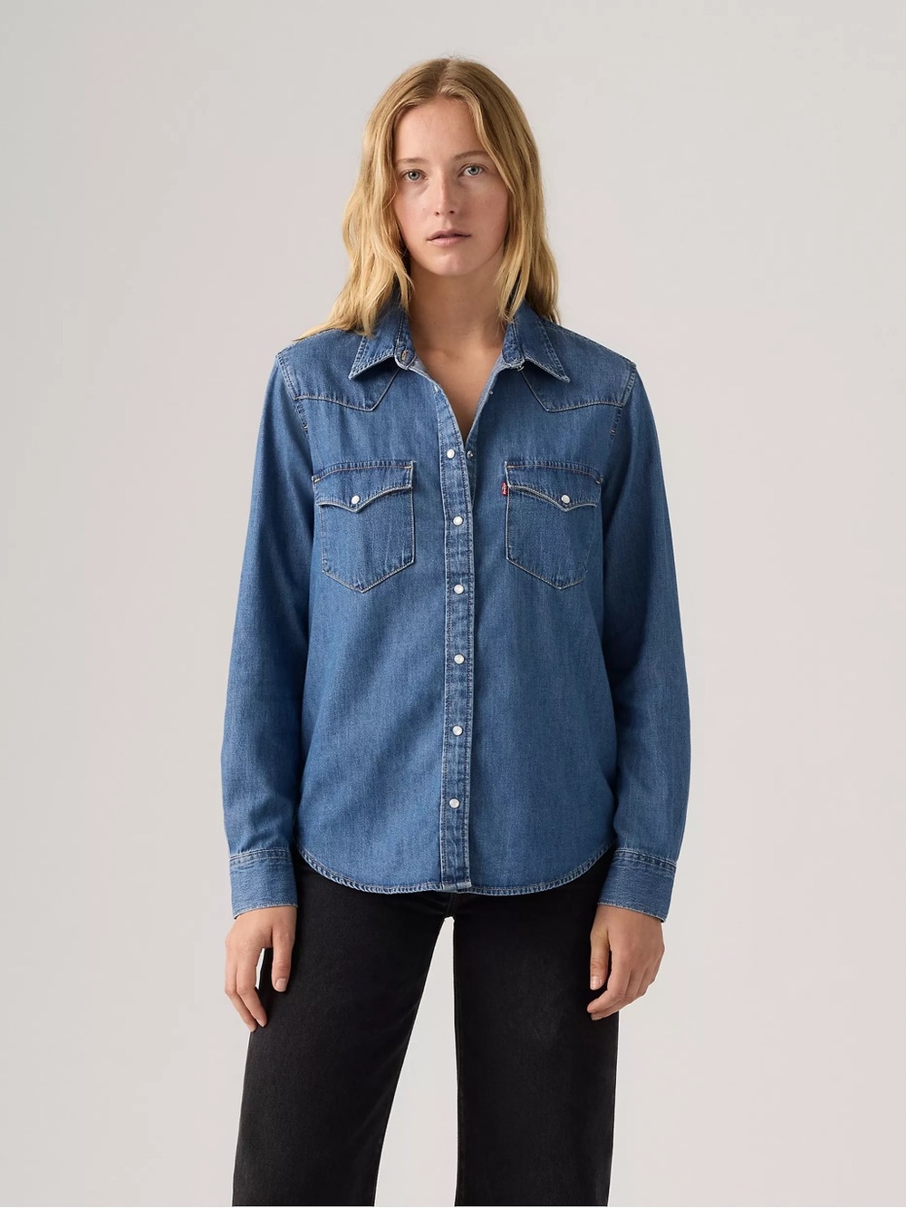 Levi’s Ultimate Western Denim Shirt - Women’s Medium Wash - Pearl Snap
